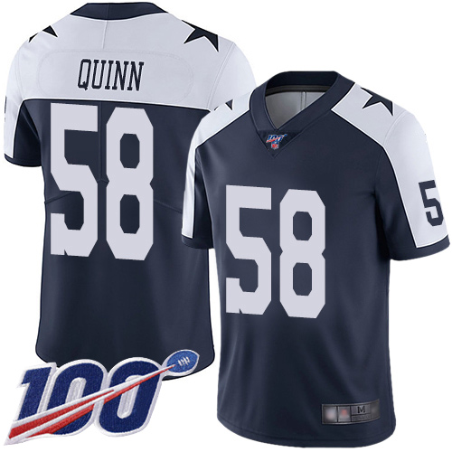 Men Dallas Cowboys Limited Navy Blue Robert Quinn Alternate #58 100th Season Vapor Untouchable Throwback NFL Jersey